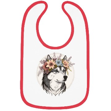 Discover Cute Siberian Husky Flower Crown Pet Dog Breed Flo Bibs