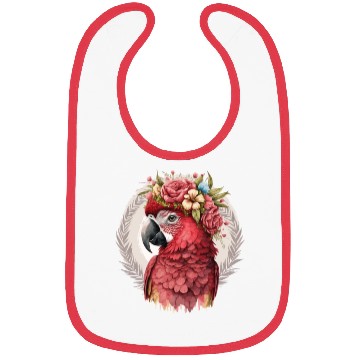 Discover Scarlet Macaw Parrot Watercolor Bird Flower Crown Bibs