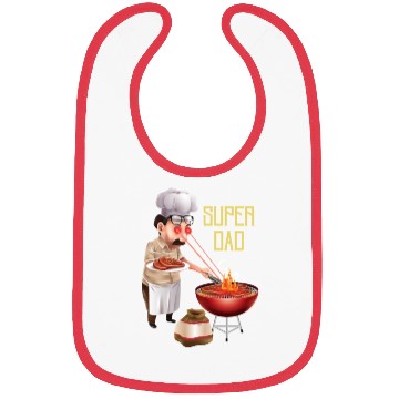 Discover Super Dad Cookout Illustration Super Hero Bibs