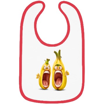 Discover Two bananas with angry face screaming cartoon Bibs