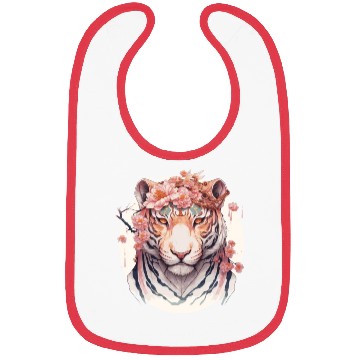 Discover Watercolor Flower Tiger Chinese Zodiac Animal Sign Bibs