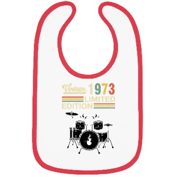 Discover Vintage 1973 Drums 50th Birthday Drummer Bibs