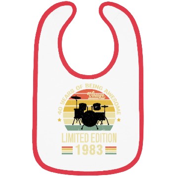 Discover Vintage 1983 Drums 40th Birthday Drummer Bibs