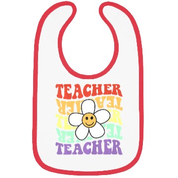 Discover teacher retro sunflower smile face back to school Bibs