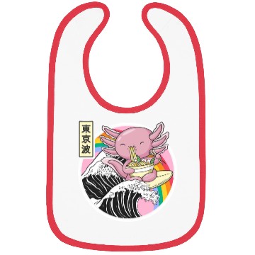 Discover Axolotl Eating Ramen Kanagawa Wave Kawaii Japan Va Bibs