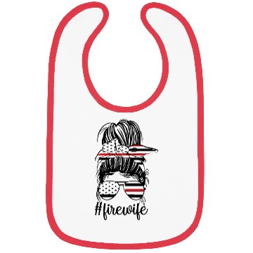 Discover Fire Messy Bun Firefighter Thin Red Line Husband Bibs