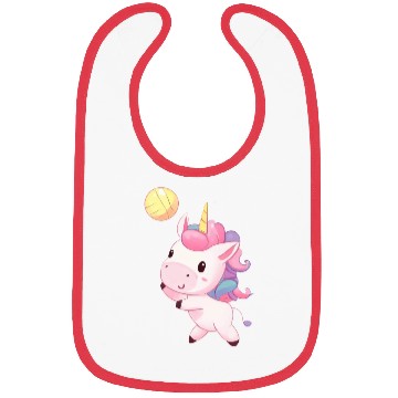 Discover Cute Unicorn Playing Volleyball Bibs