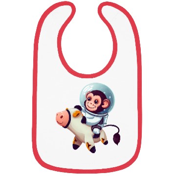 Discover Astronaut Monkey Riding on a Cow Bibs