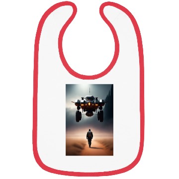 Discover A robot hovering near a man Bibs