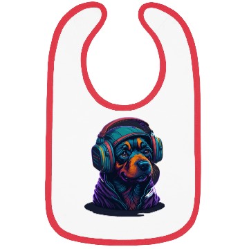 Discover Cute Rottweiler Dog Wearing Headset for Gamer Bibs