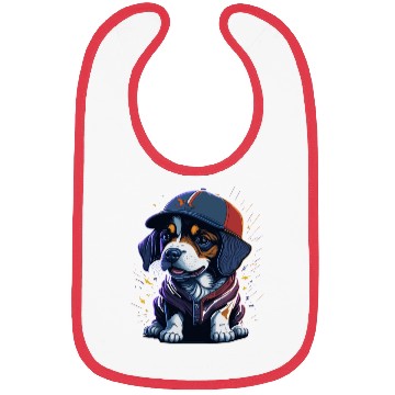 Discover Cute Border Collie Puppy Wearing Baseball Hat Bibs
