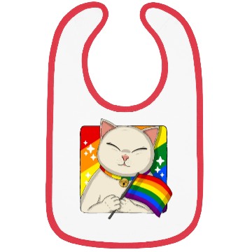 Discover Cute Cat Holding LGBTQ Pride Flag Bibs