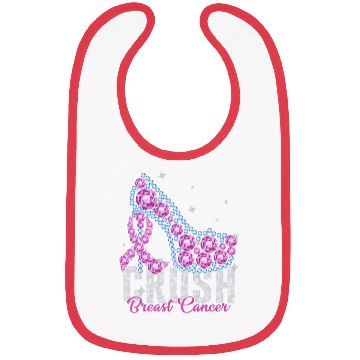 Discover Crush Breast Cancer Bling Ribbon Bibs