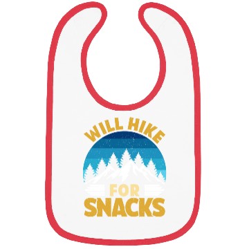 Discover Hiker funny Mountain fan will Hike for Snacks Bibs