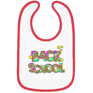 Discover Leopard Welcome Back To School Lunch Lady Life Bibs