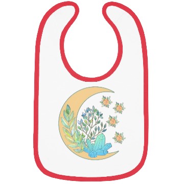 Discover Floral Crescent Moon Healing Crystal Garden Witch Bibs