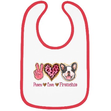 Discover Leopard Peace Love Frenchie Funny Dog Mom Mothers Bibs