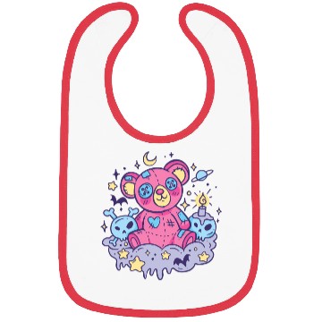 Discover Yami Kawaii Creepy Teddy Bear With Skulls Bibs