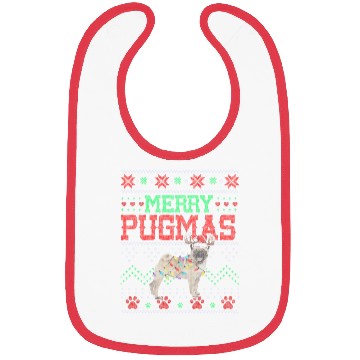 Discover Merry Pugmas Santa Reindeer Pug Farmer Bibs