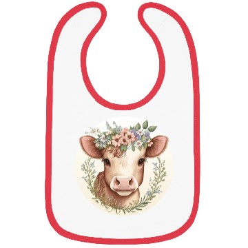 Discover Cottagecore Cute Baby Cow Calf Floral Farm Animal Bibs