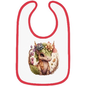Discover Cottagecore Cute Baby Dragon Floral Fantasy Pet Fl Bibs