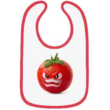Discover A realistic tomato with angry face cartoon style Bibs