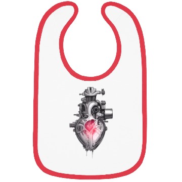 Discover Realistic human heart like car engine ink drawing Bibs