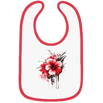 Discover A red hibiscus flower ink drawing Bibs