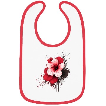 Discover A red hibiscus flower ink drawing Bibs