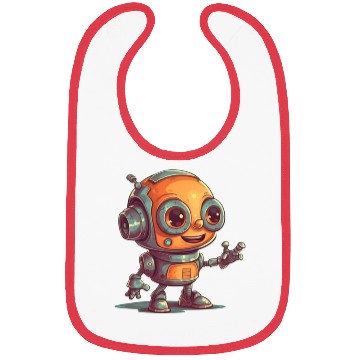 Discover Cute waving robot illustration technology friendly Bibs