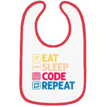 Discover Eat Sleep Code Repeat Funny Binary Programmer Bibs