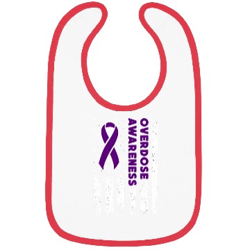 Discover Overdose Awareness Flag Purple Ribbon Addiction Bibs