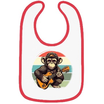 Discover Monkey Chimpanzee Playing Acousitc Rock Guitar Bibs