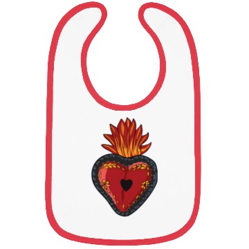 Discover Flaming Sacred Heart Mecan Folk Devotion Symbol Bibs