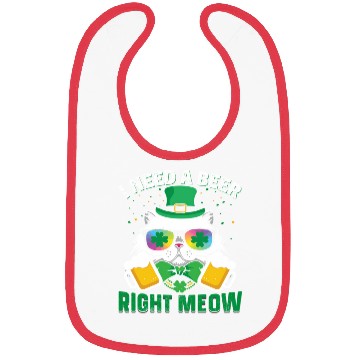 Discover St Patric Day Cat I Need A Beer Right Meow Bibs