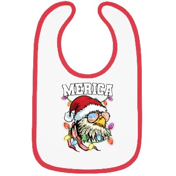 Discover Merica Usa Flag Patriotic Veteran Santa Bald Eagle Bibs