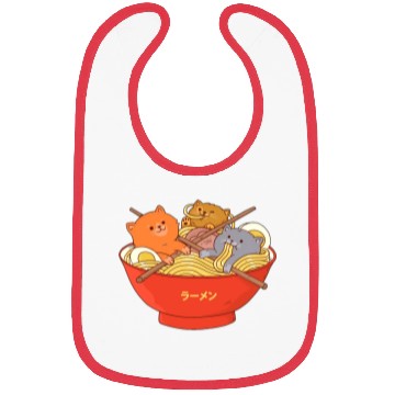 Discover Kawaii Anime Cat Japanese Ramen Noodle Bibs