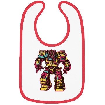 Discover Red Bibs Retro Style 90s Cartoon Comic Hero Robot