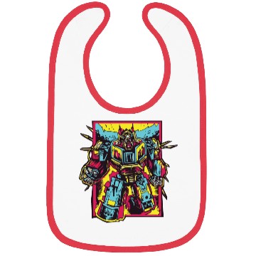 Discover Red Bibs Retro Style 90s Cartoon Comic Hero Robot