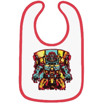 Discover Red Bibs Retro Style 90s Cartoon Comic Hero Robot