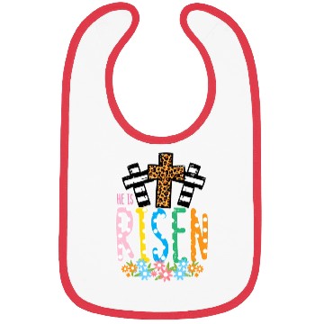 Discover He Is Risen Leopard Cross Easter Jesus Religious Bibs