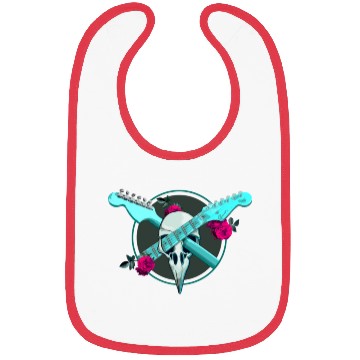 Discover Guitar Lover T Shirtstrat guitar and raven skull Bibs