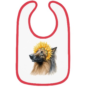 Discover Watercolor Belgian Sheepdog Sunflower Dog Breed Pe Bibs