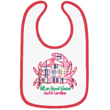Discover Hilton Head Island Preppy Plaid Crab Bibs