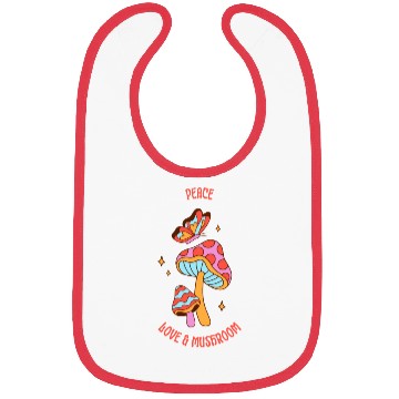 Discover Peace Love & Mushroom Bibs