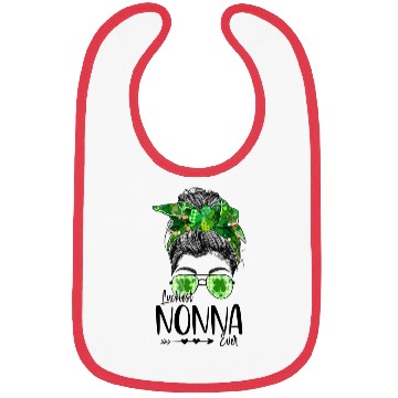 Discover Luckiest Nonna Ever Messy Bun Lucky Shamrock Bibs