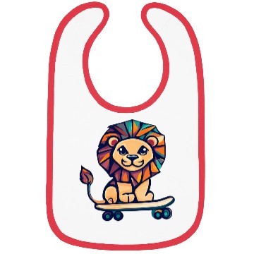 Discover Cubist lion on skateboard Bibs