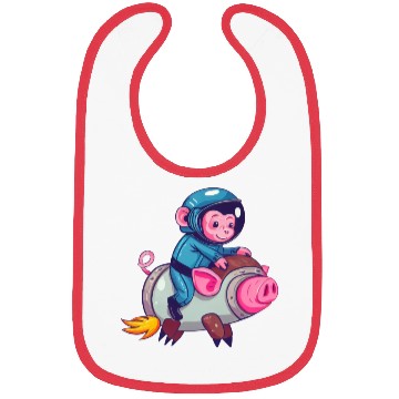 Discover Pig and Monkey as Astronauts Bibs