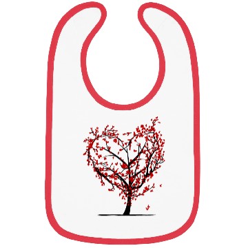 Discover Red and Floral Heart Bibs