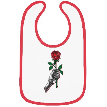 Discover eleton Hand Holding Red Rose Flower Bibs